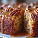 Apple Pecan Cake with Caramel Glaze