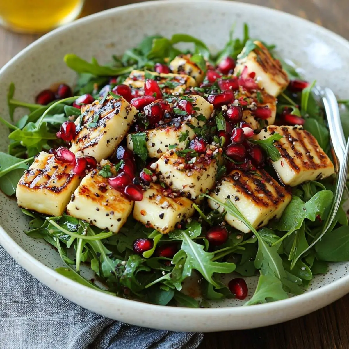 Haloumi Pomegranate and Rocket Salad