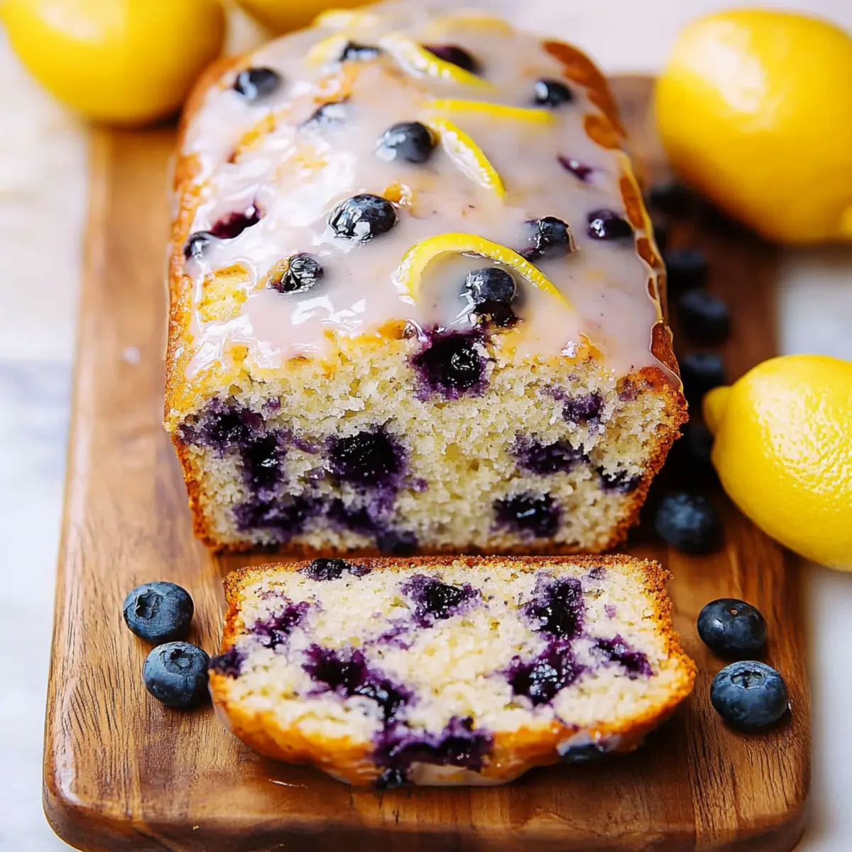 Blueberry Lemon Bread with Lemon Glaze