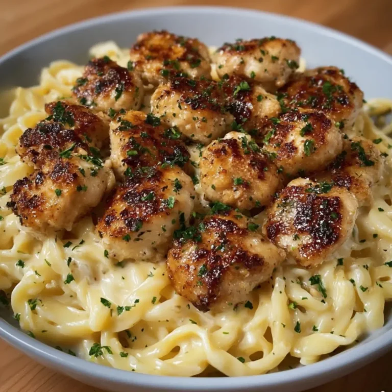 Garlic Butter Chicken Bites with Creamy Parmesan Pasta