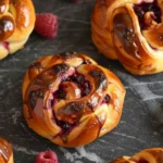 Chocolate Raspberry Swirl Brioche Buns
