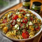 Light Pesto Caprese Pasta Salad