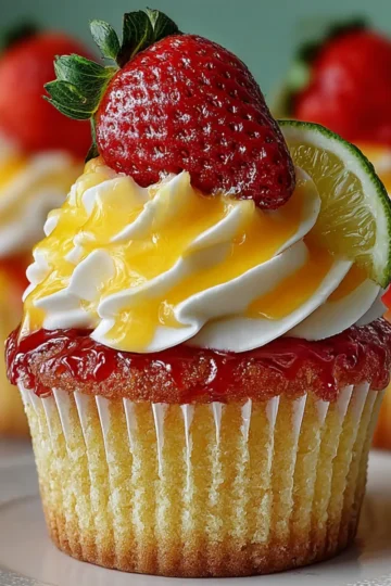 Strawberry Mango Margarita Cupcakes