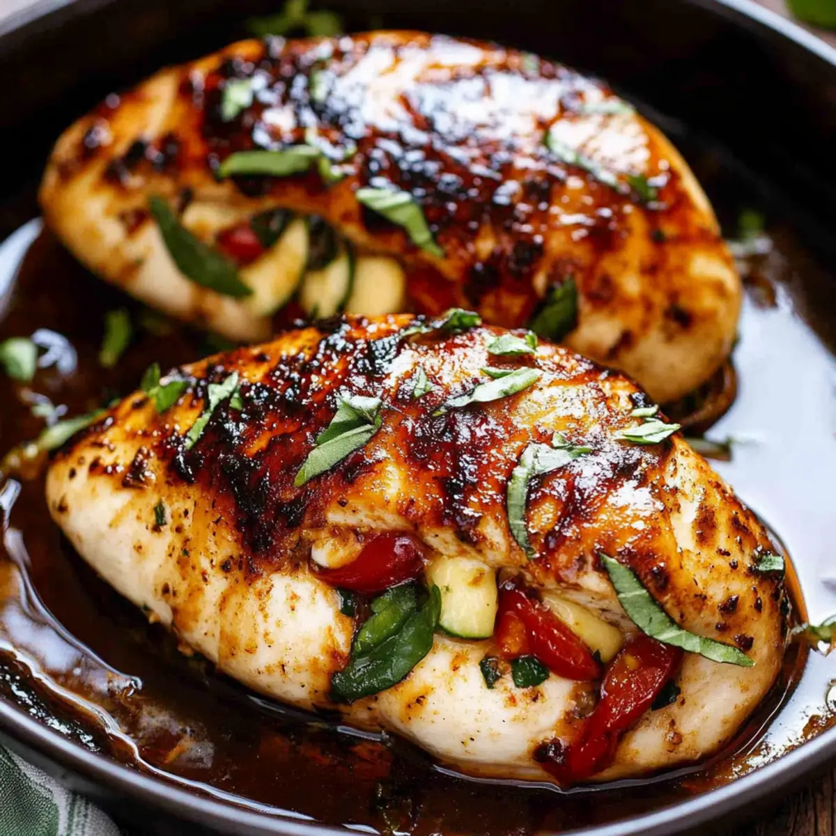 Balsamic Caprese Stuffed Chicken Breasts