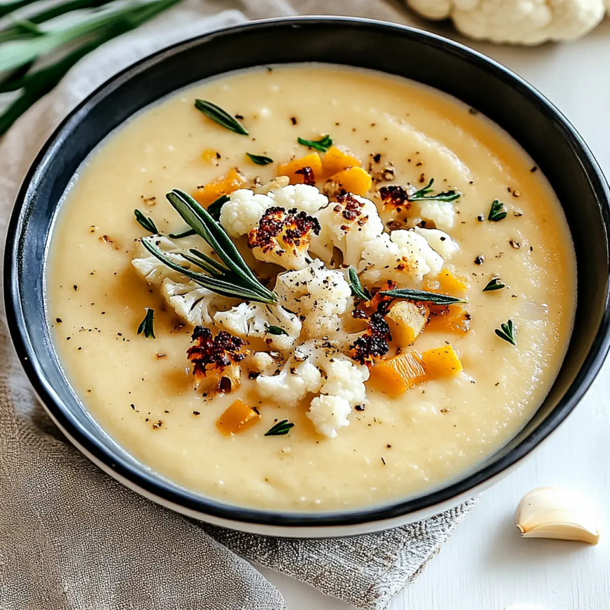Cozy Roasted Cauliflower and Garlic Soup for Fall
