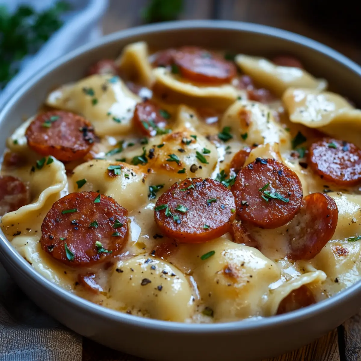 Crockpot Pierogi Casserole with Kielbasa