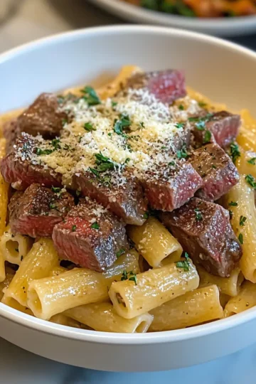 Garlic Parmesan Steak Pasta
