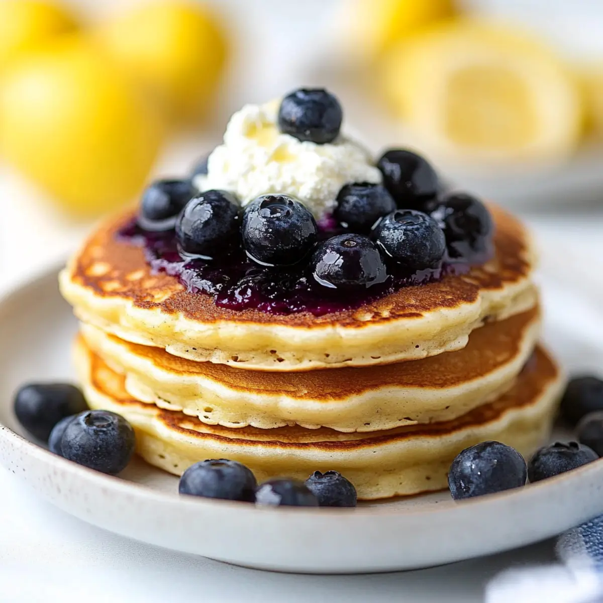 Lemon Ricotta Pancakes with Blueberry