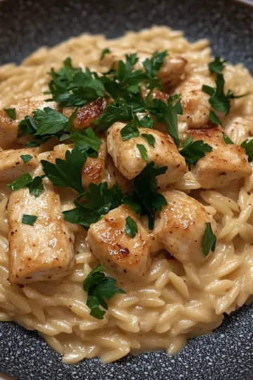 One Pan Cajun Chicken Alfredo Orzo