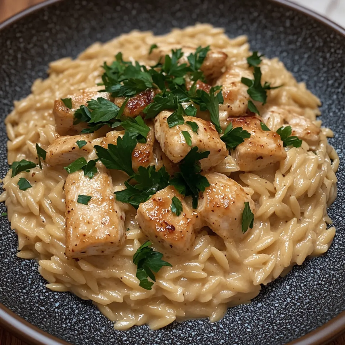 One Pan Cajun Chicken Alfredo Orzo