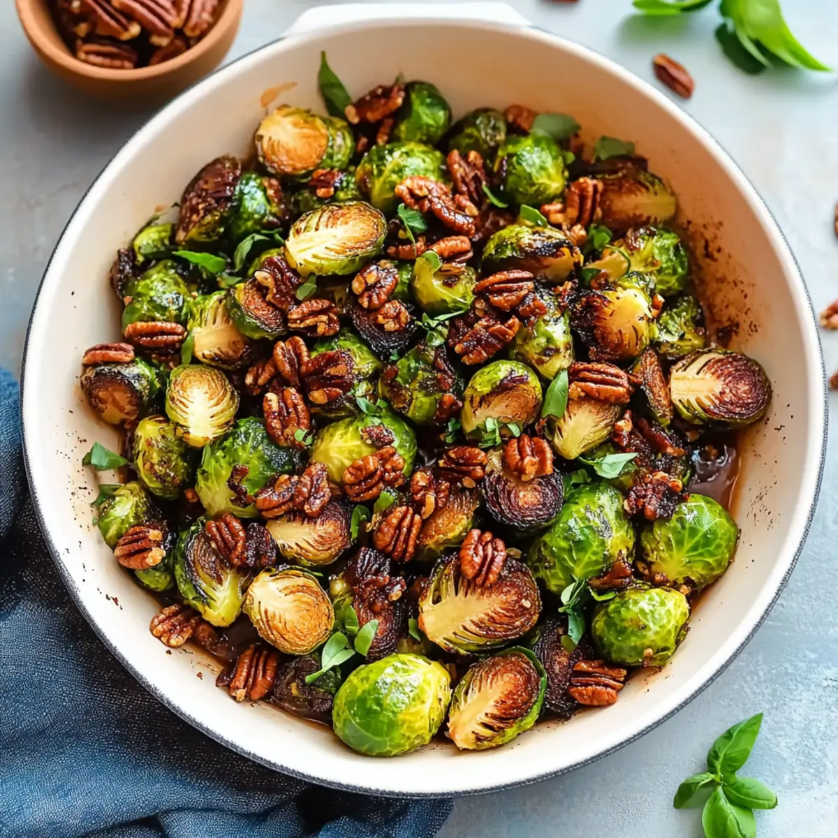 Pan Fried Maple Pecan Brussels Sprouts