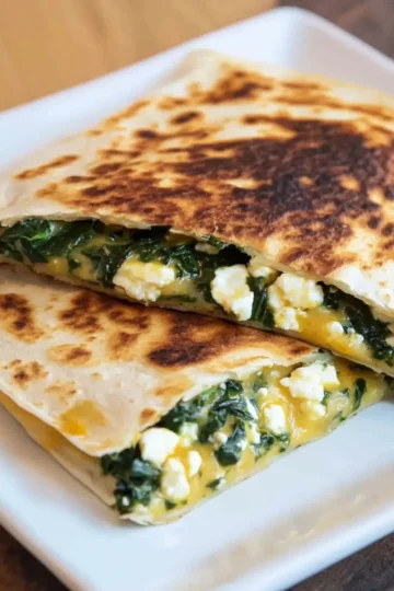 Spinach and Feta Breakfast Quesadilla
