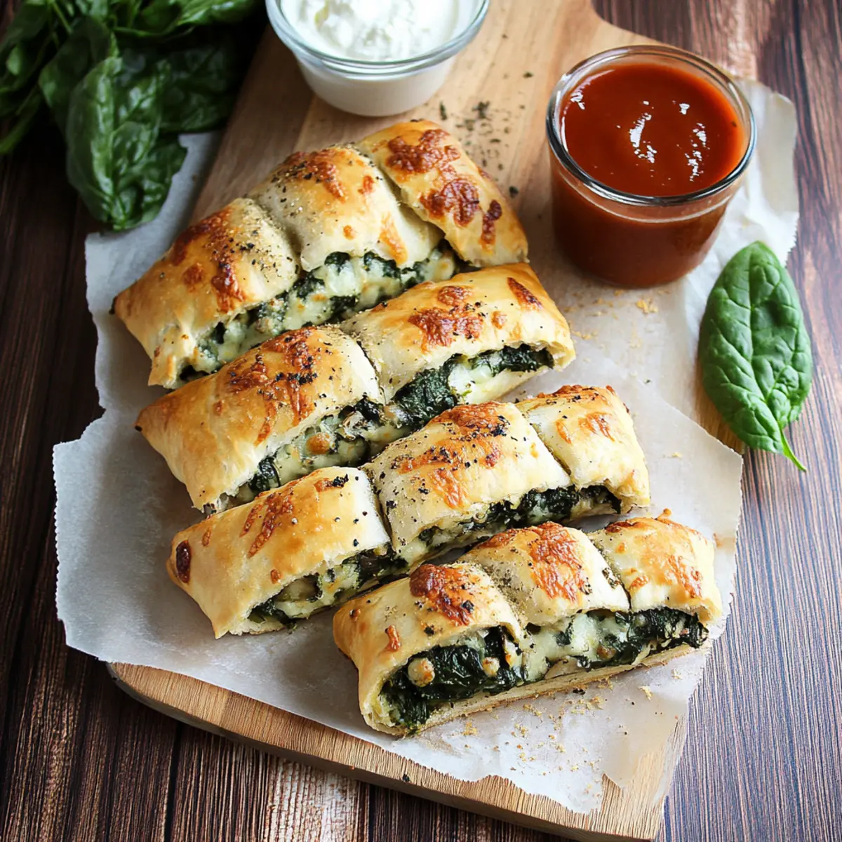 Spinach and Mushroom Ricotta Stromboli