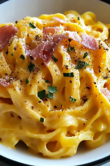 pumpkin alfredo pasta prosciutto
