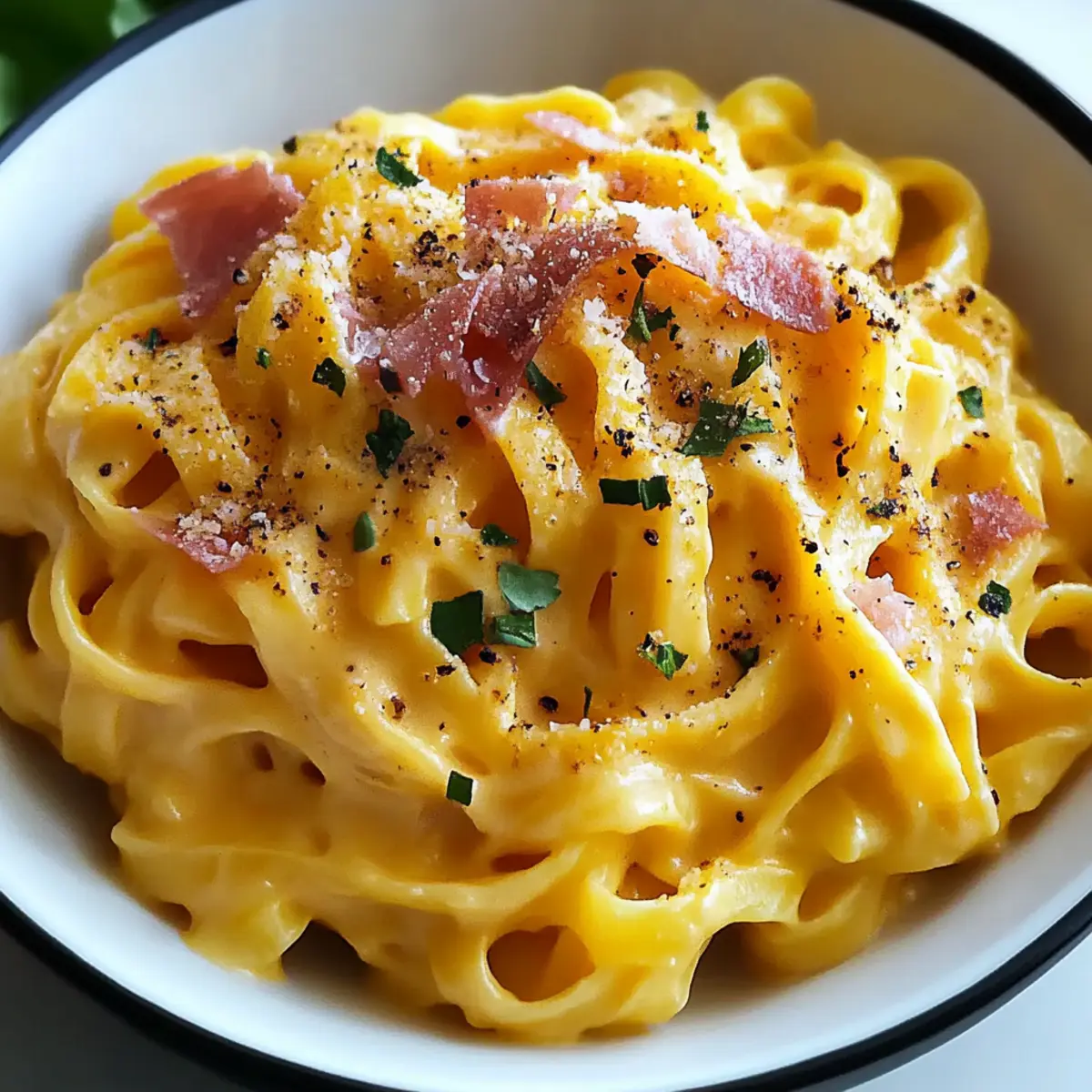 pumpkin alfredo pasta prosciutto