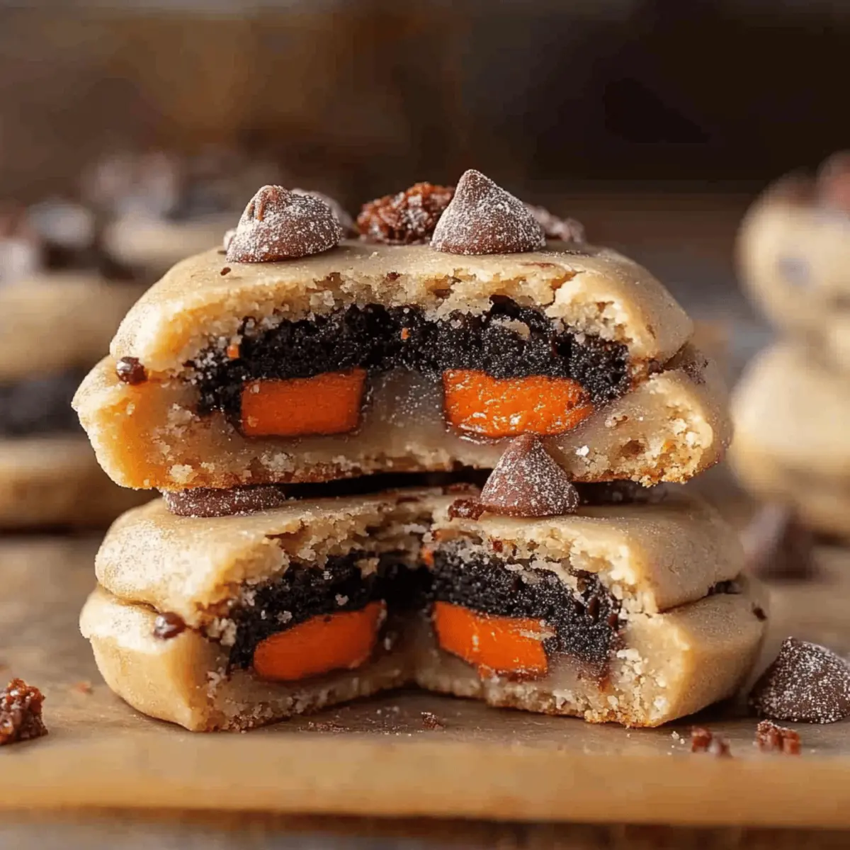 Halloween Oreo Stuffed Chocolate Chip Cookies