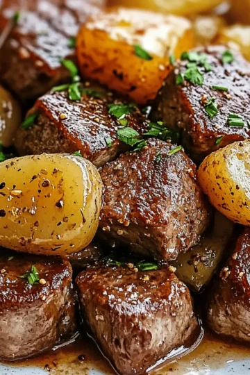 Butter Steak Bites and Potatoes
