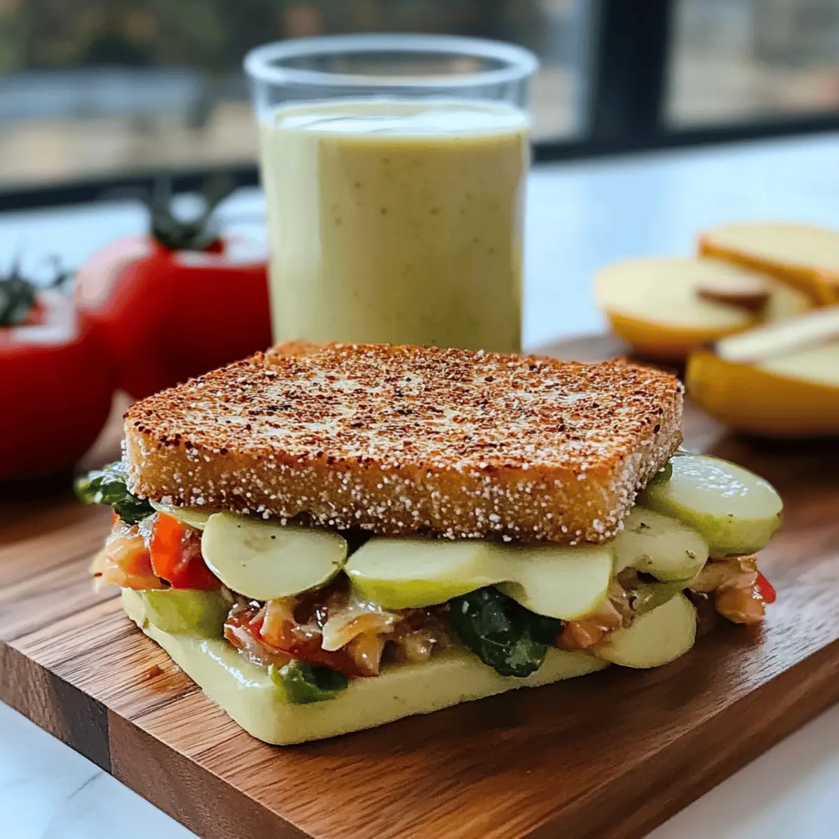 Crunchy Apple Sandwich with Granola & Yogurt Snack