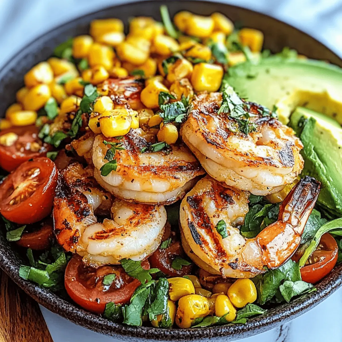 Avocado Corn Salad With Grilled Shrimp