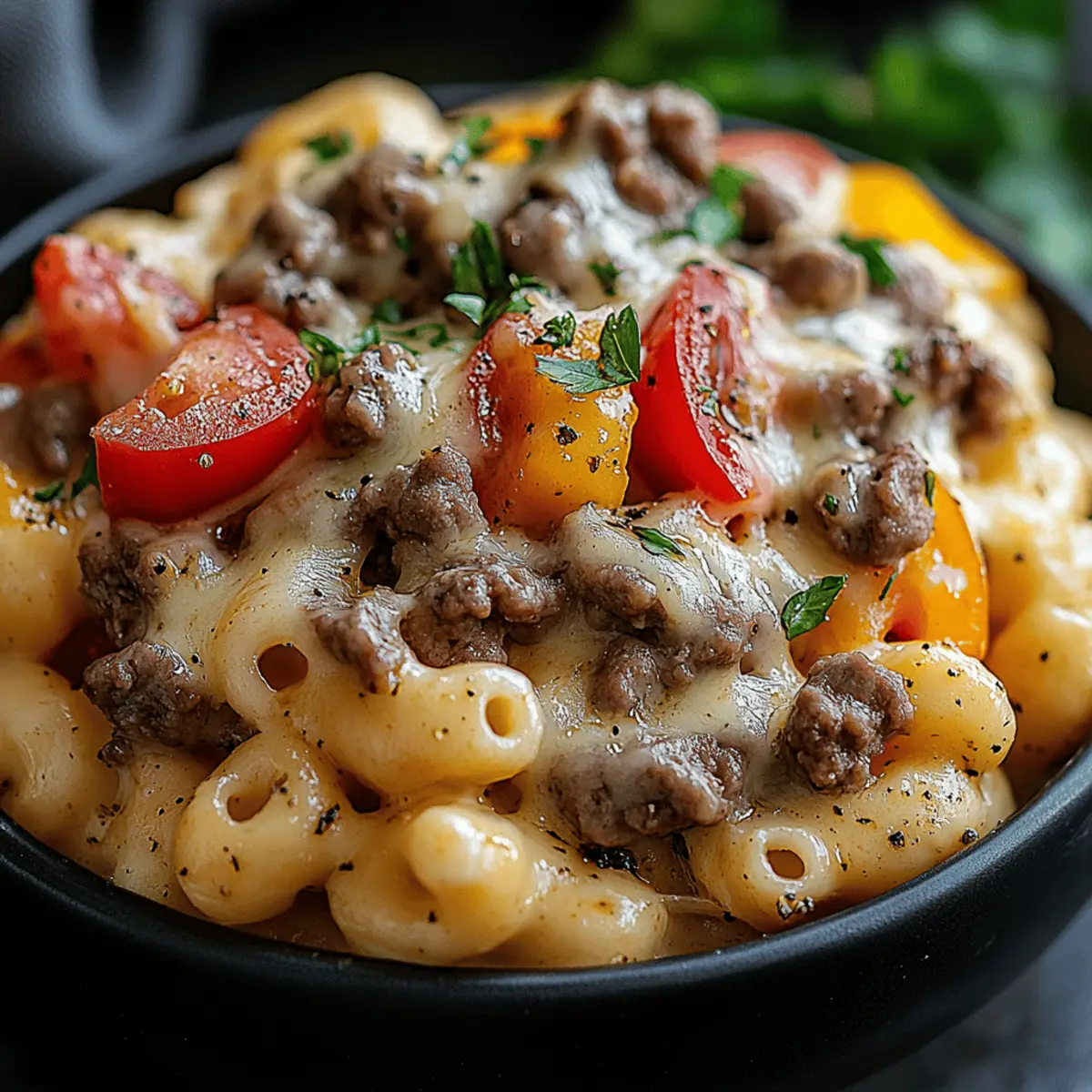 Creamy Philly Cheesesteak Mac & Cheese