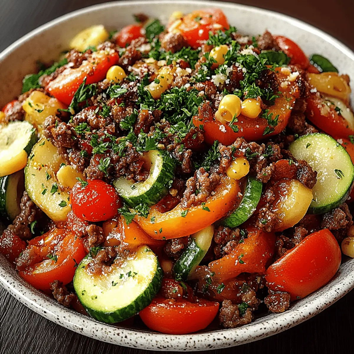 Mediterranean Ground Beef Stir Fry