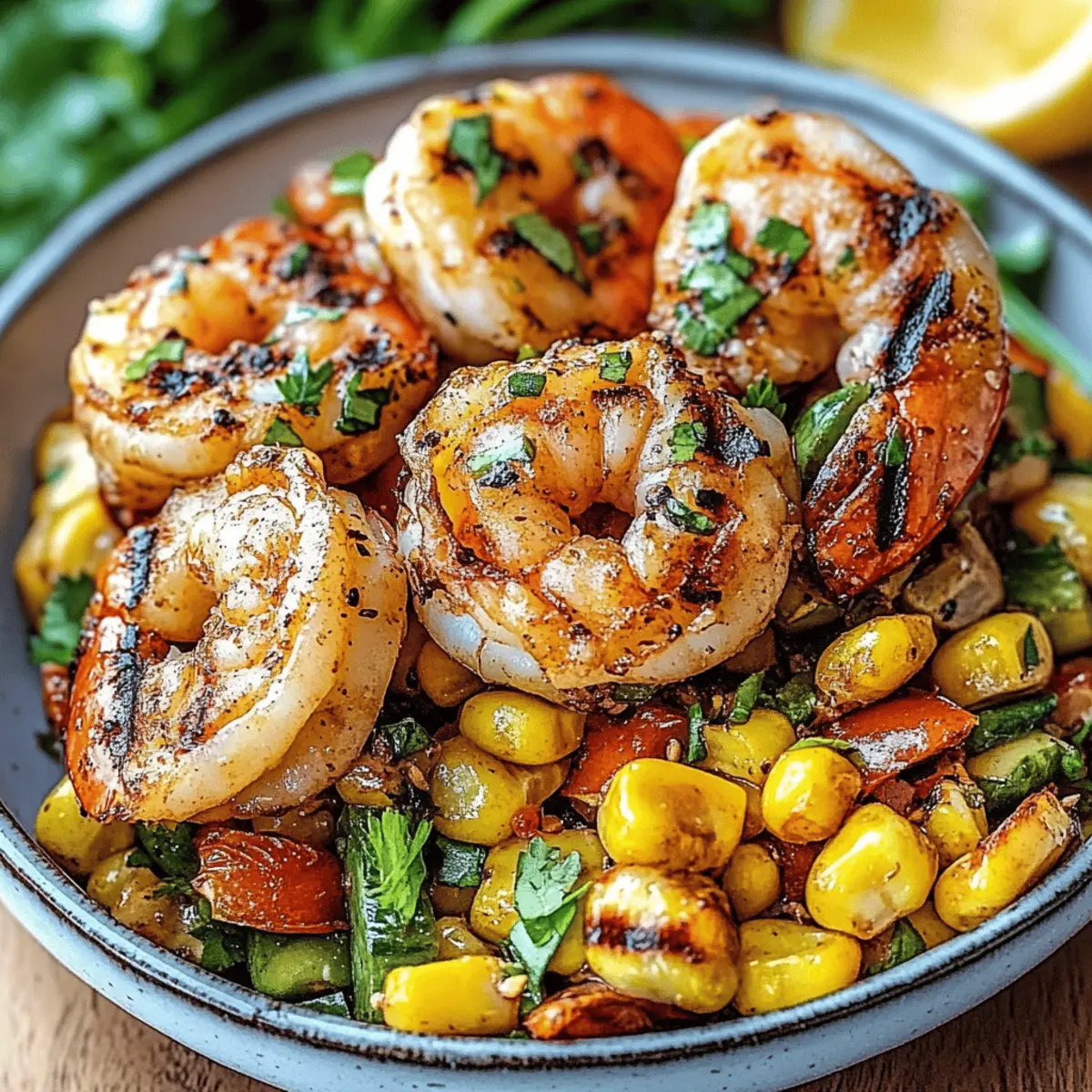 Avocado Corn Salad With Grilled Shrimp
