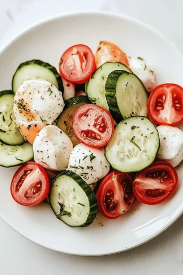 Fresh Cucumber Caprese Salad