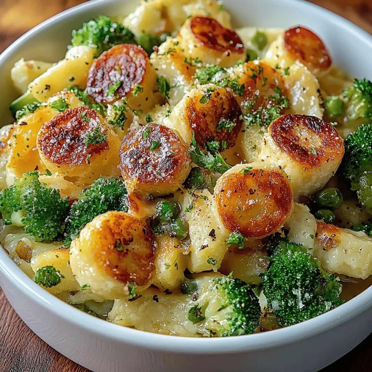 Cheesy Broccoli, Sausage and Cauliflower Casserole