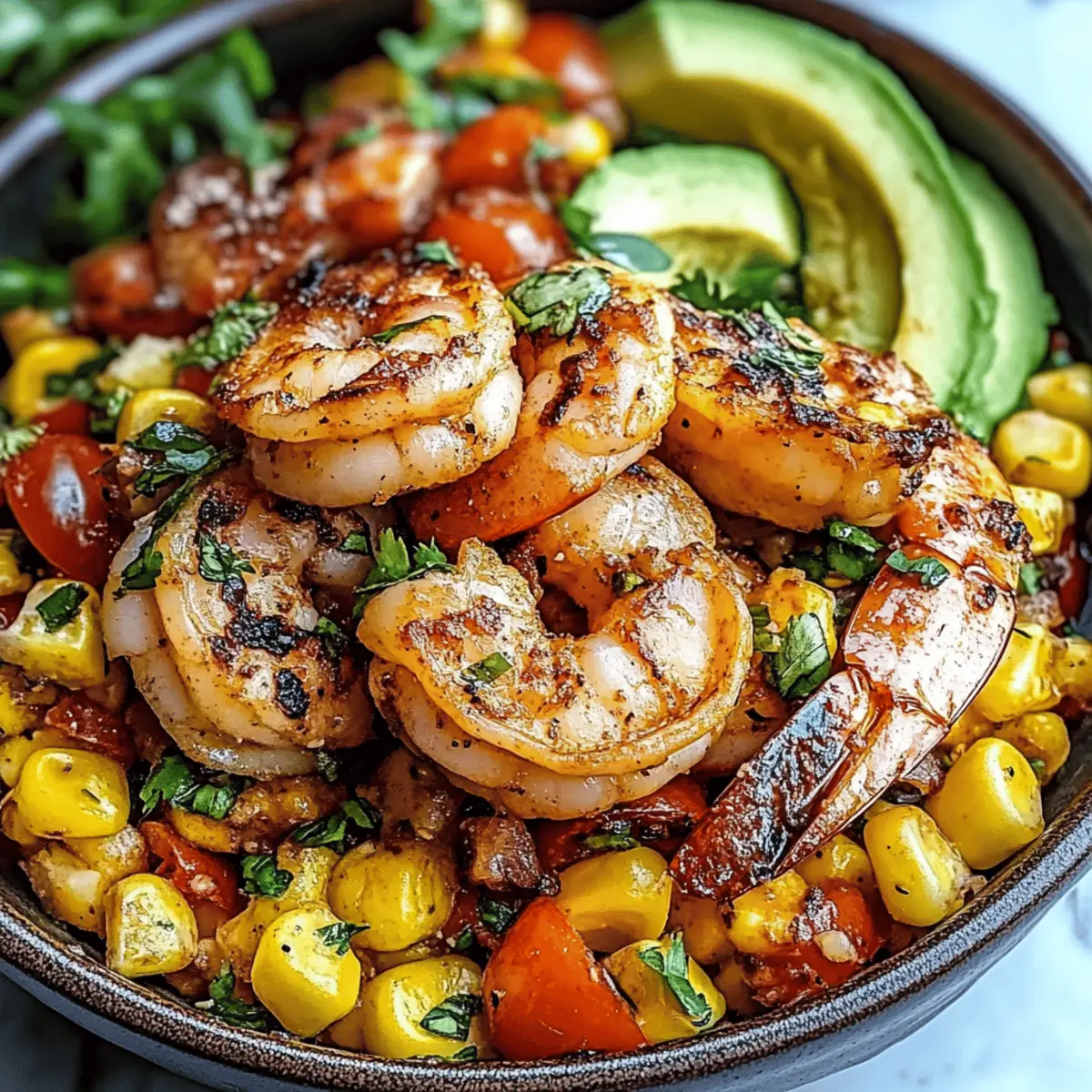 Avocado Corn Salad With Grilled Shrimp