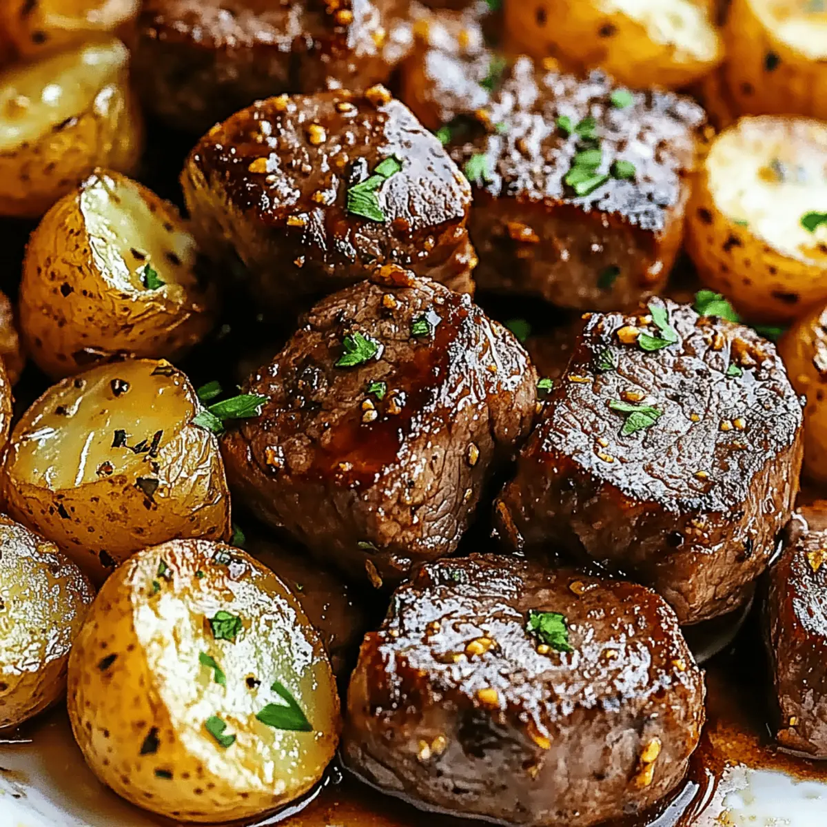 Garlic Butter Steak Bites and Potatoes