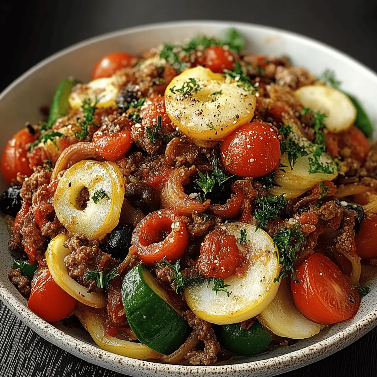 Mediterranean Ground Beef Stir Fry
