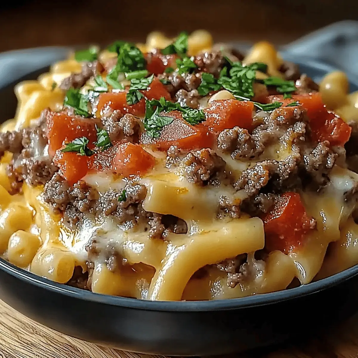 Loaded Cheeseburger Alfredo Pasta