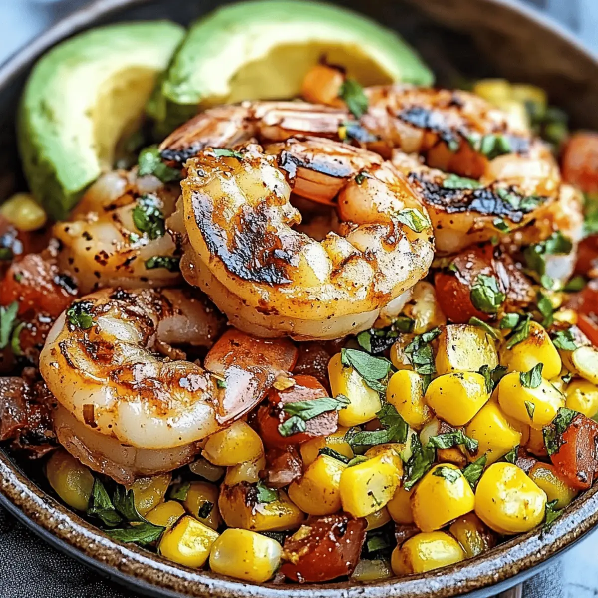 Avocado Corn Salad With Grilled Shrimp