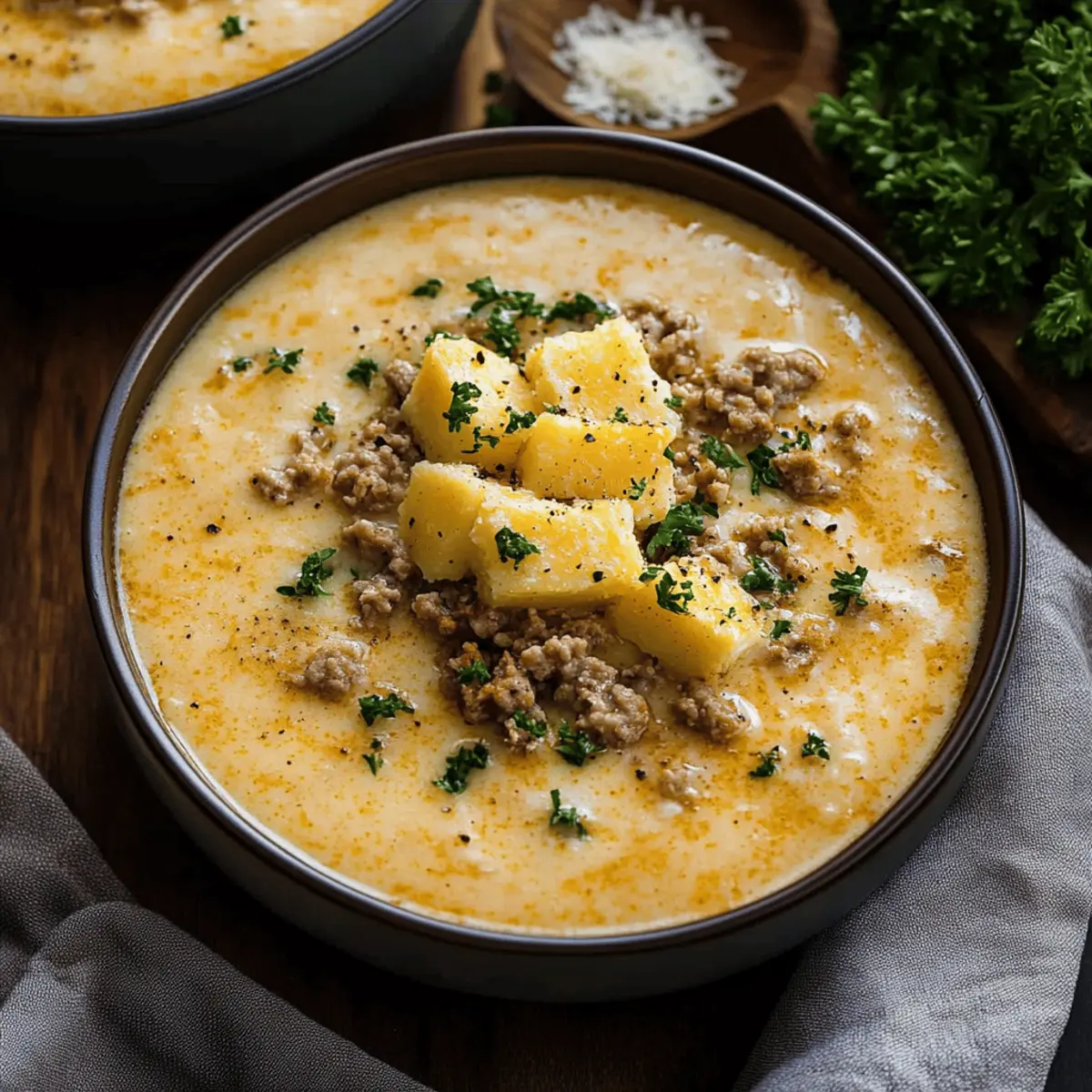 Cheesy Beef and Potato Soup