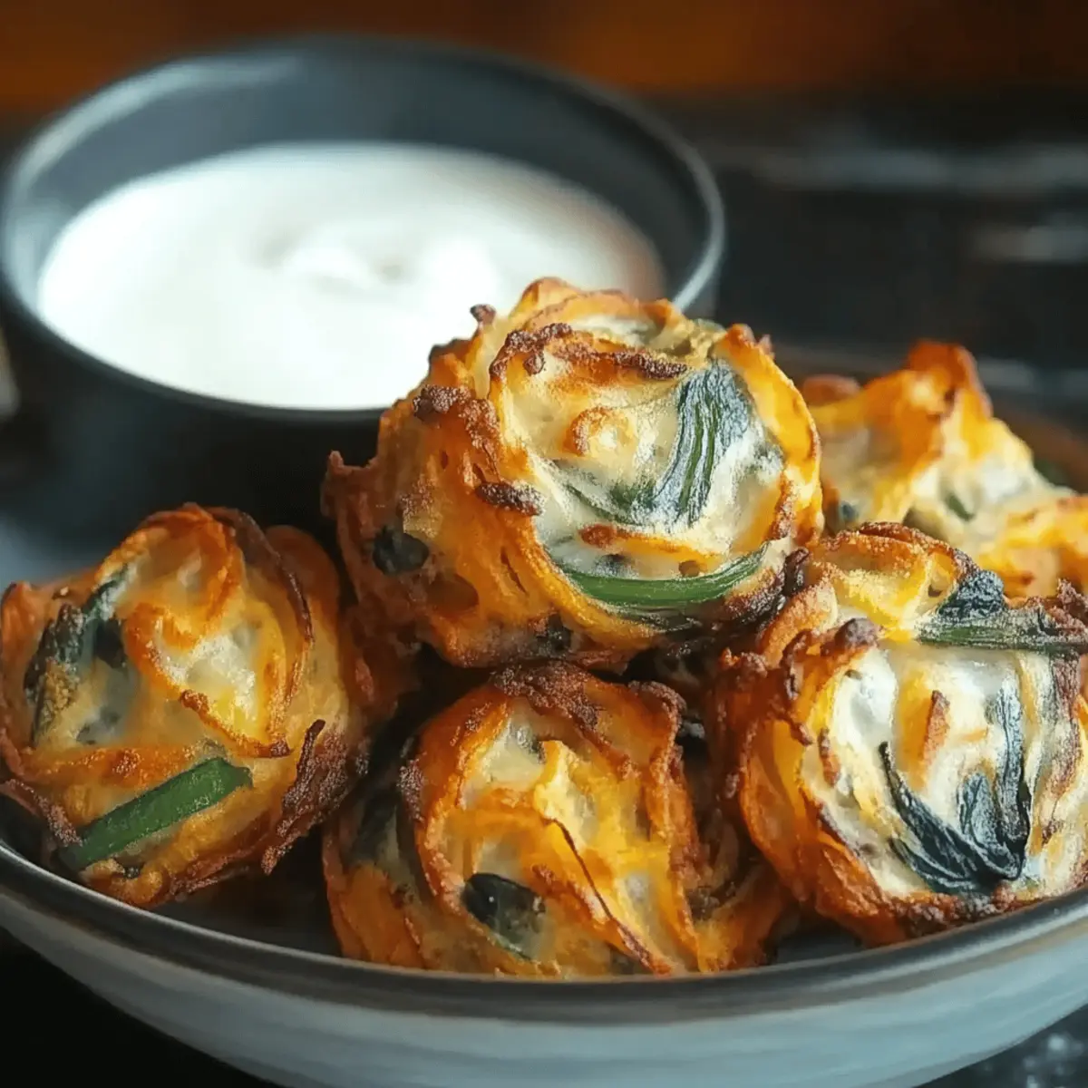Onion and Spinach Pakoras with Mint Raita