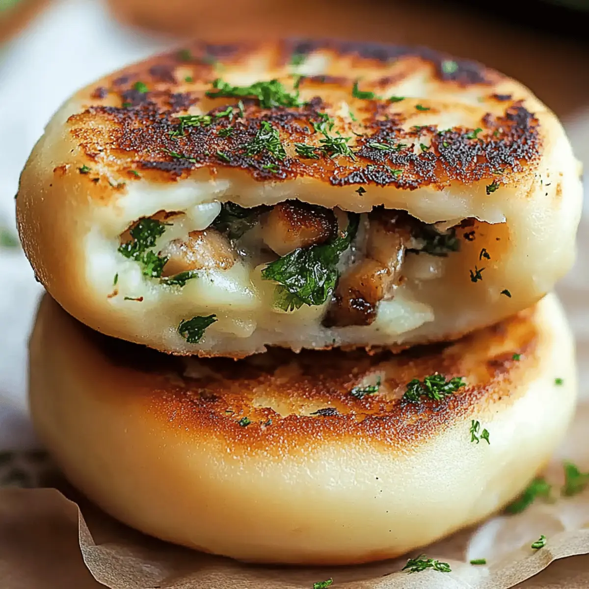 Mushroom Stuffed Potato Cakes