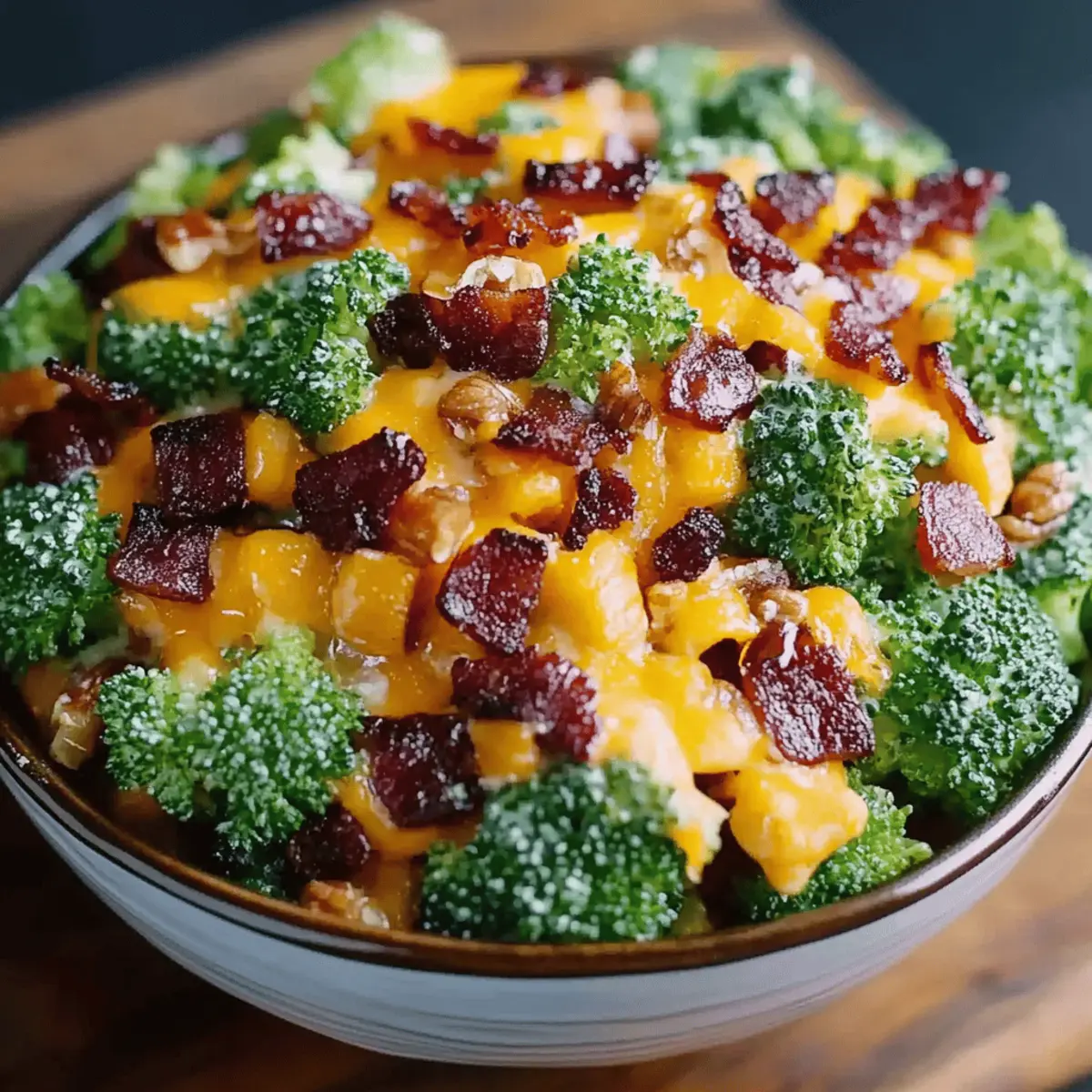 Broccoli Bacon Salad with Raisins and Cheddar Cheese