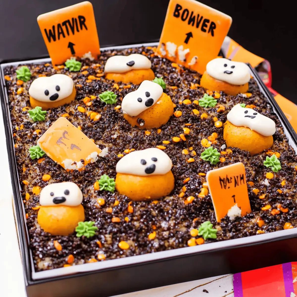 Halloween Graveyard Chocolate Poke Cake