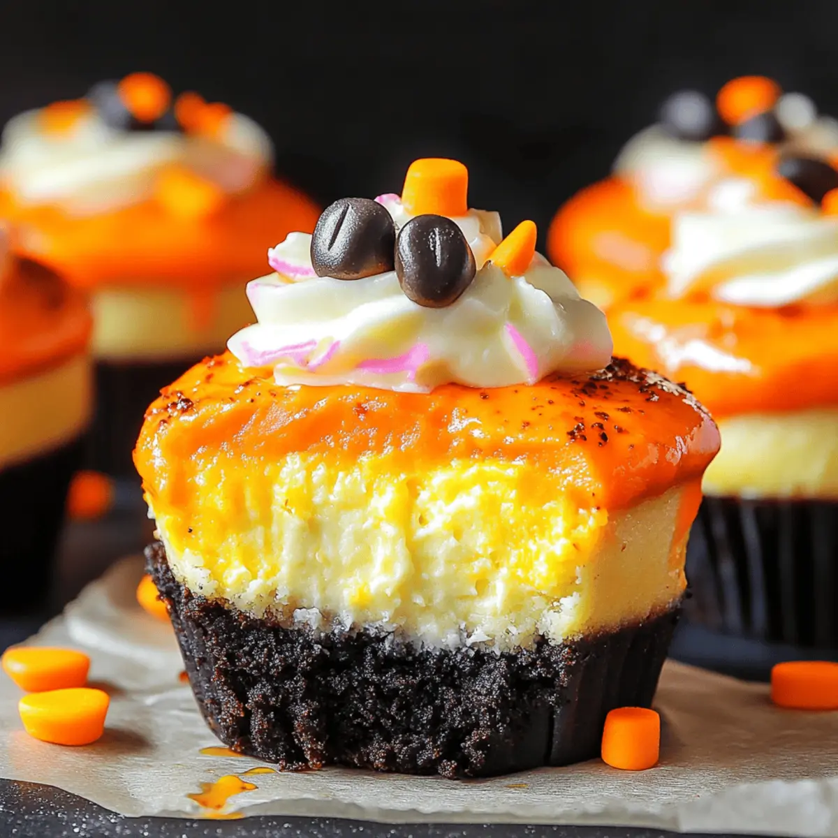 Mini Candy Corn Cheesecakes