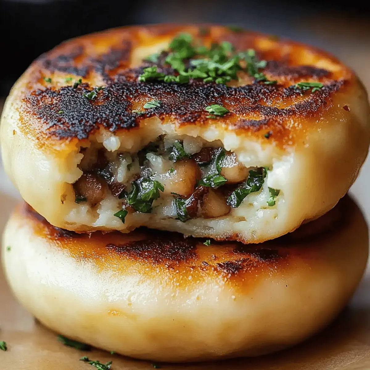 Mushroom Stuffed Potato Cakes