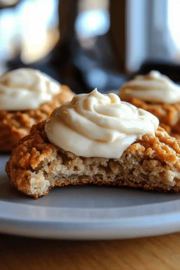 Soft Chewy Pumpkin Oatmeal Cookies Maple Frosting