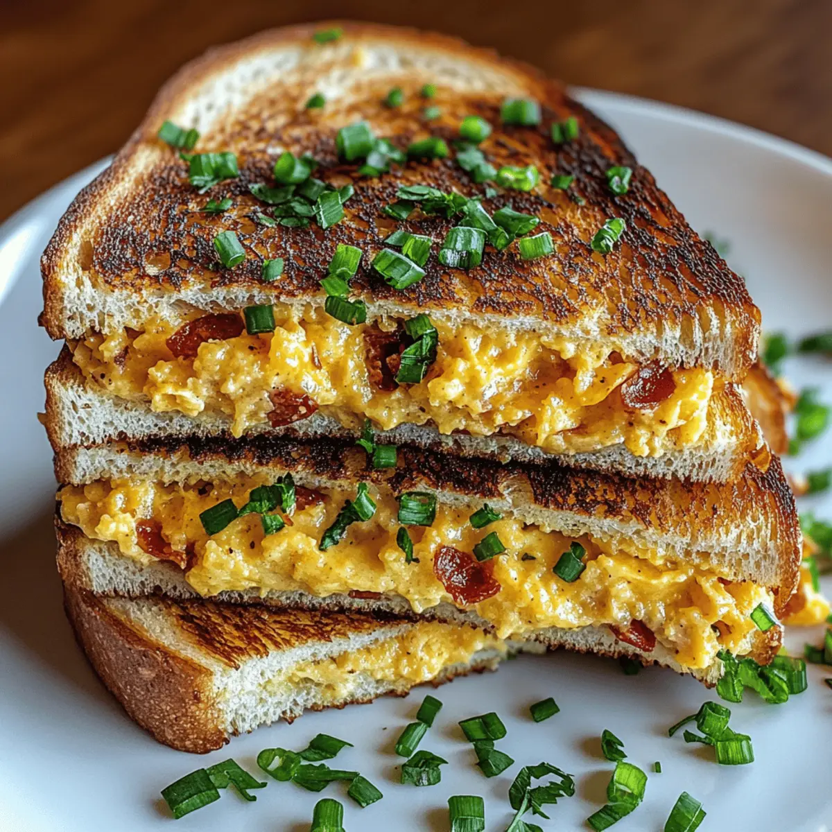 Breakfast Grilled Cheese with Scrambled Eggs and Bacon