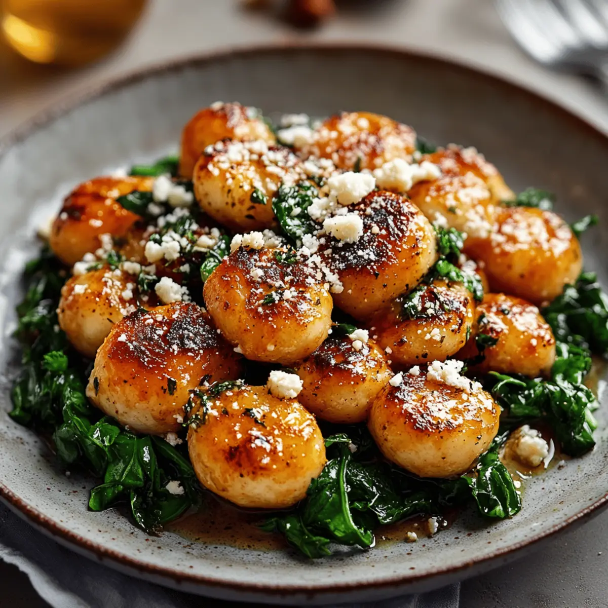 Crispy Gnocchi With Spinach And Feta