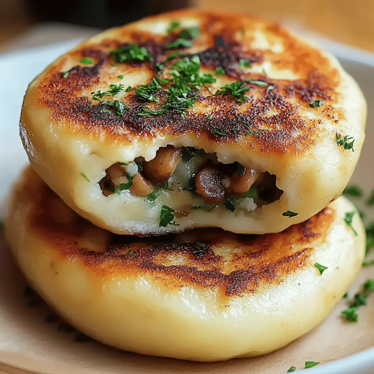 Mushroom Stuffed Potato Cakes