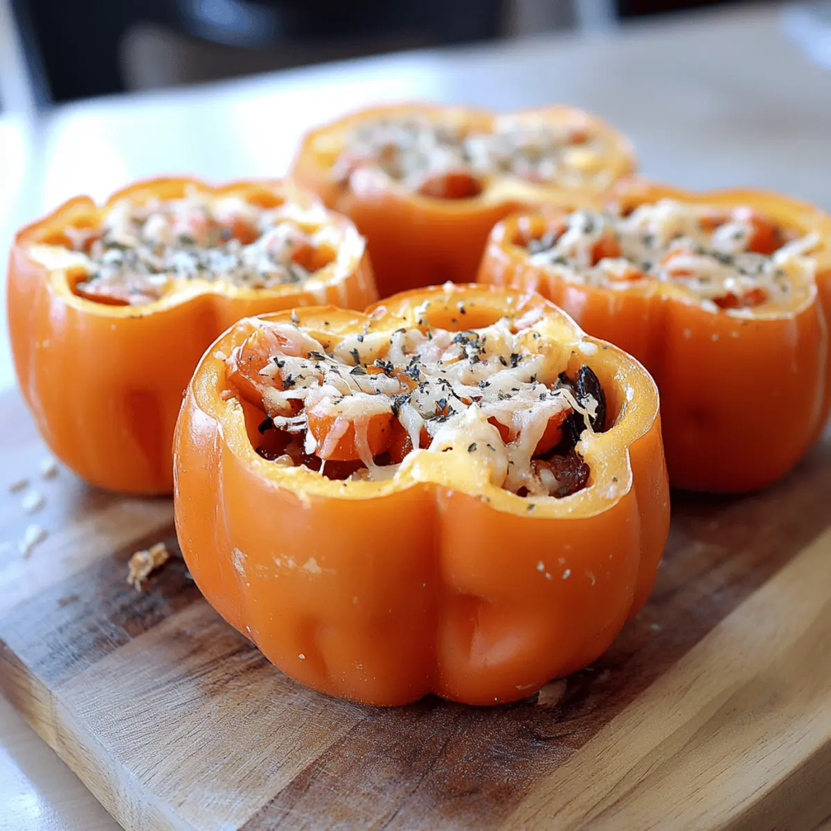 Shredded Chicken & Rice Stuffed Peppers