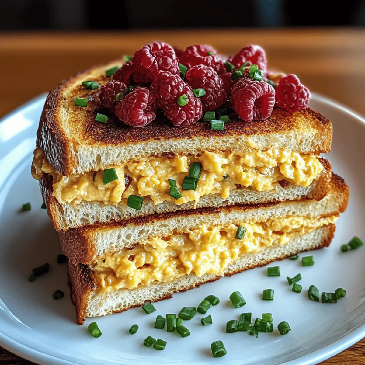 Breakfast Grilled Cheese with Scrambled Eggs and Bacon