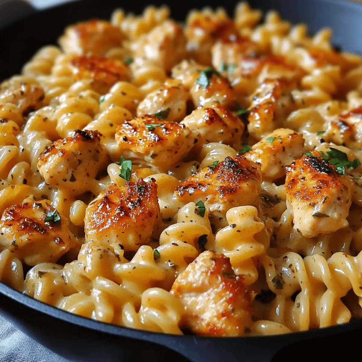 Cheesy Cajun Garlic Chicken Rotini Skillet