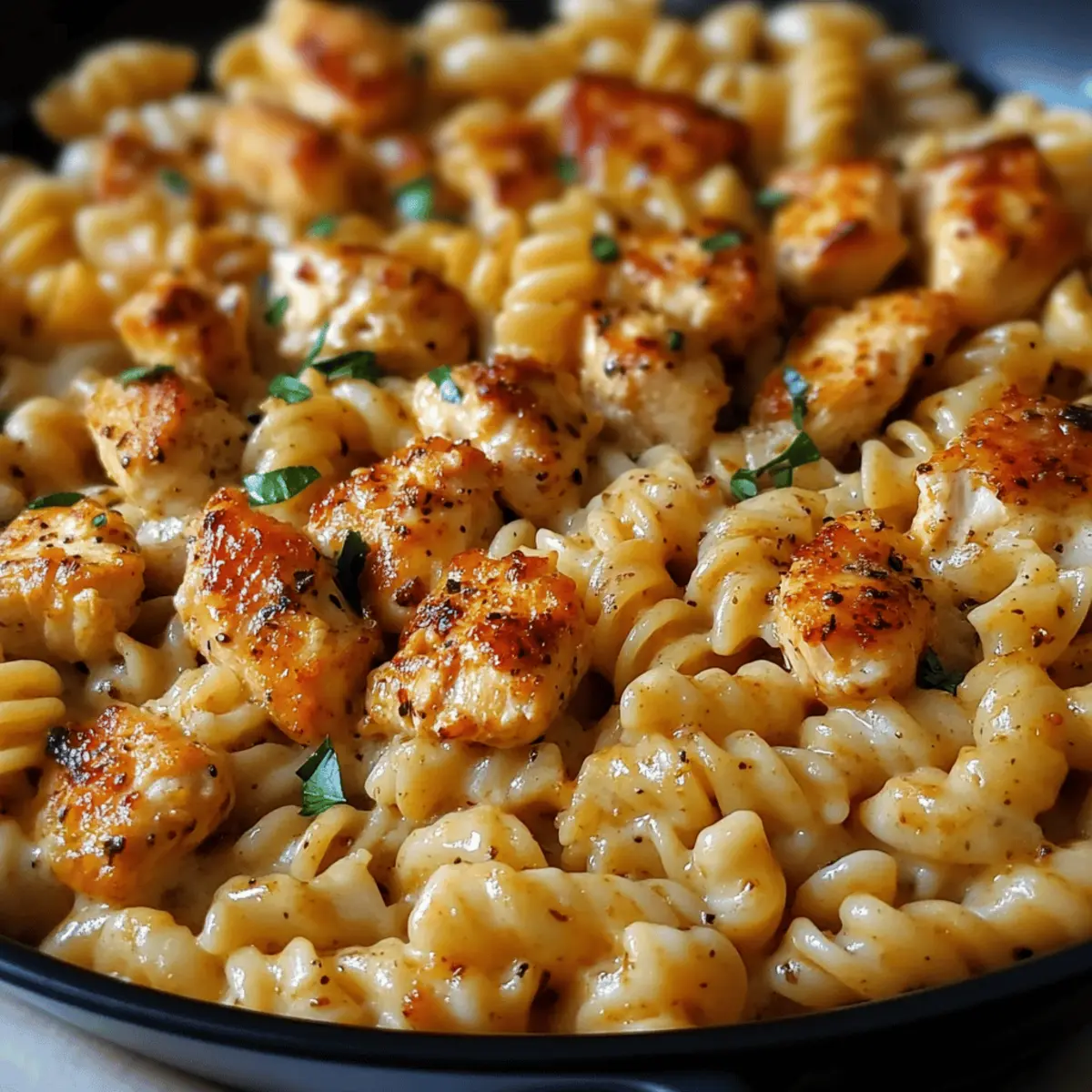 Cheesy Cajun Garlic Chicken Rotini Skillet