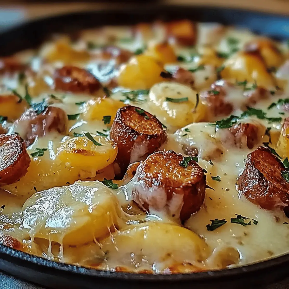Cheesy Ranch Potatoes and Smoked Beef Sausage