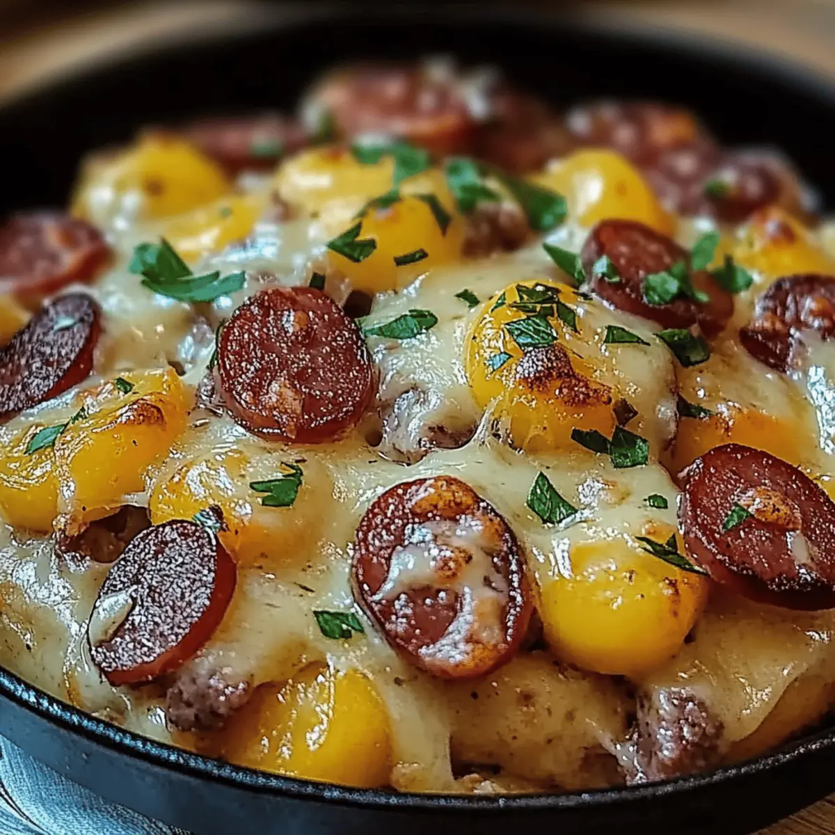 Cheesy Ranch Potatoes and Smoked Beef Sausage